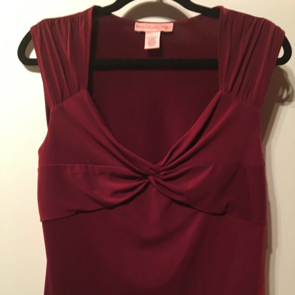 Bandolino Sleeveless Top Stretch Size L Burgundy